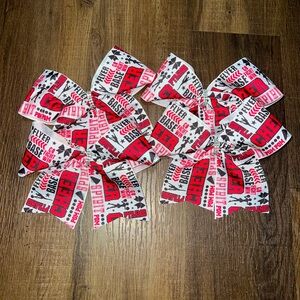 Set of 4 Brand New Red/White&Black Cheerleading Bows